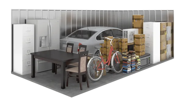 10'x20' storage unit (200 sq ft) interior view