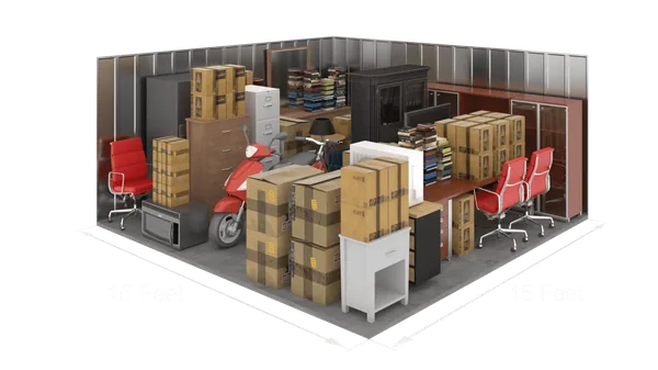 15'x15' storage unit (225 sq ft) interior view