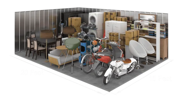 20'x15' storage unit (300 sq ft) interior view